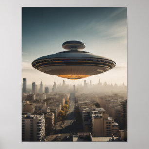 Póster OVNI sobre la ciudad