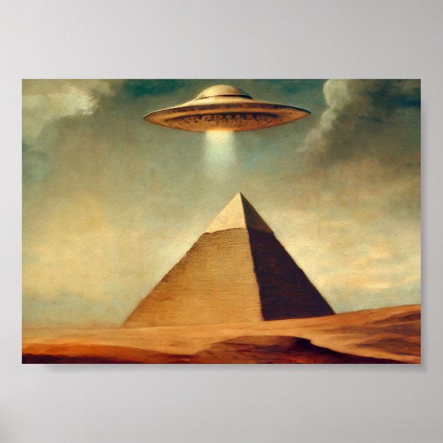 Póster OVNI sobre la Pirámide de la pintura de Giza (Frente)