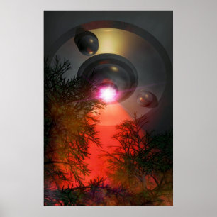 Póster OVNIS sobre el bosque