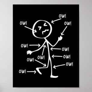 Póster Ow Ow Carácter Palo Figura Dolor Crónico Conscient