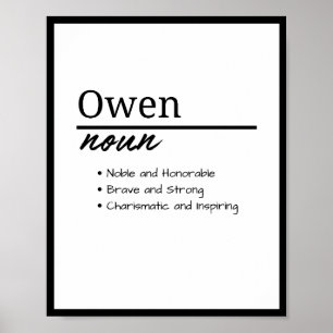 Póster Owen, definición de nombre personalizado del niño
