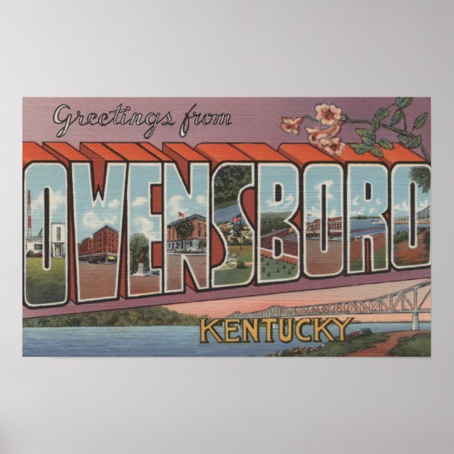 Póster Owensboro, Kentucky - Escenas de letras grandes (Frente)