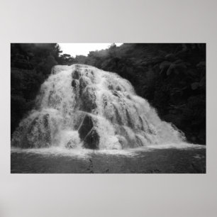 Póster Owharoa cae en negro y blanco