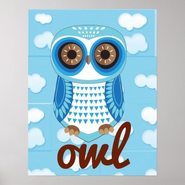 Póster Owl Blue Poster with letter (Frente)