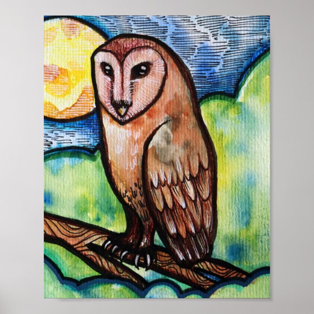 Póster Owl Golden Moon (Frente)