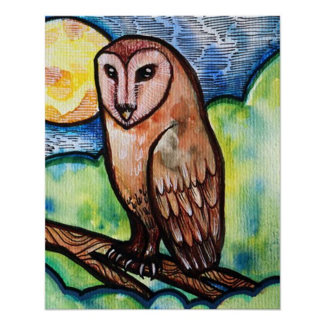 Póster Owl Golden Moon (Anverso)