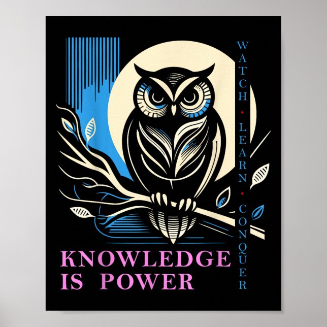 Póster Owl - Knowledge Is Wer - Wisdom Owl Design  (Frente)