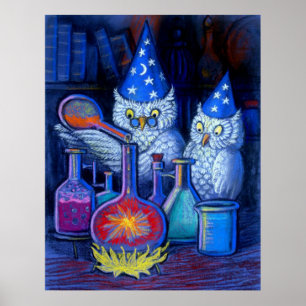 Póster Owl Wizards Alquimia mágica poster divertido capri