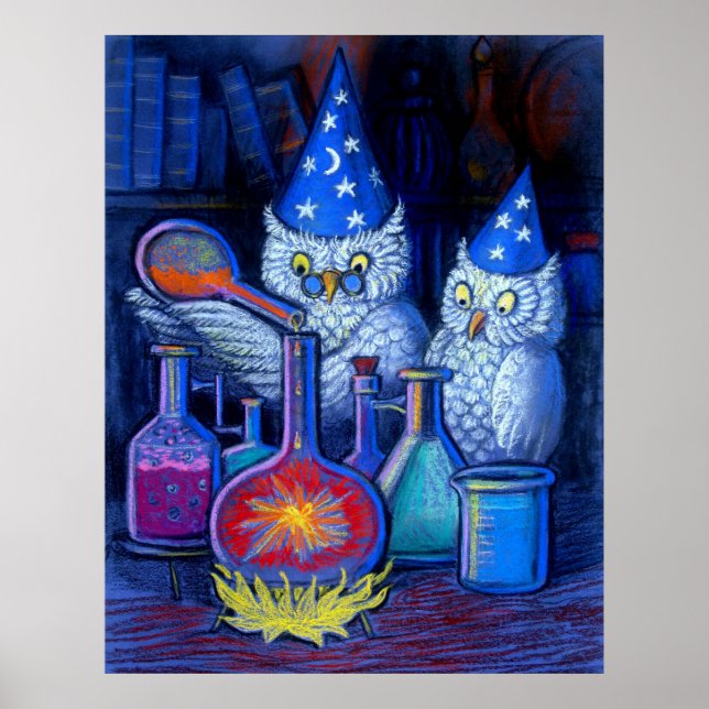 Póster Owl Wizards Alquimia mágica poster divertido capri (Frente)