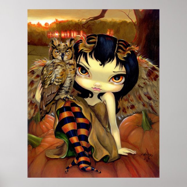 Póster Owlyn en otoño ART PRINT owl halloween (Frente)