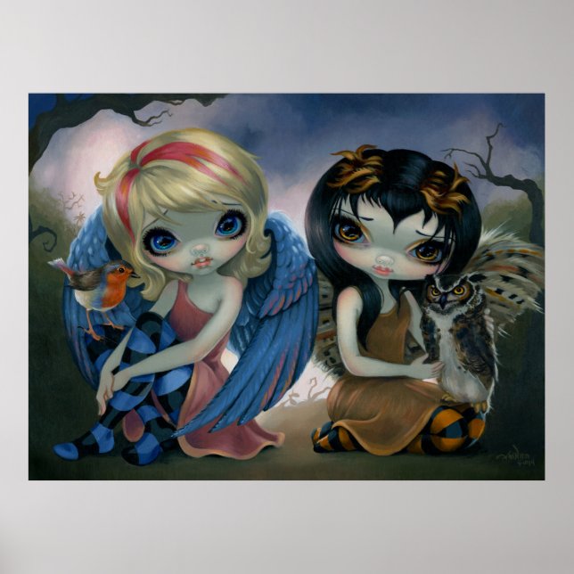 Póster Owlyn y Robyn - Owl Fairy Art Imprimir ojos grande (Frente)