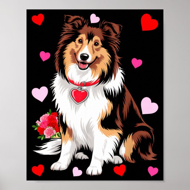 Póster Owner Mom Dad Sheltie Dog Lover Valentines Day  (Frente)