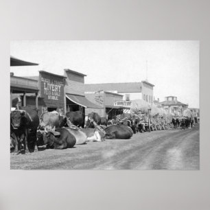 Póster Ox Teams along Main Street of Sturgis Photograph
