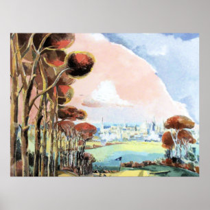 Póster Oxford During the Ward, painting by Paul Nash
