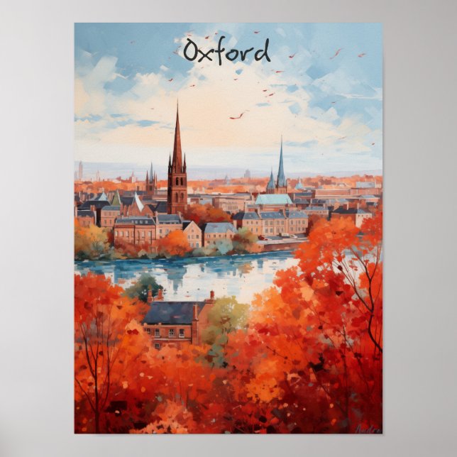 Póster Oxford England Travel City Painting Aesthetic (Frente)