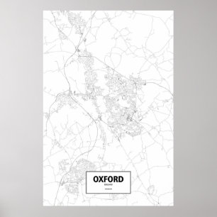 Póster Oxford, Inglaterra (negro en blanco)
