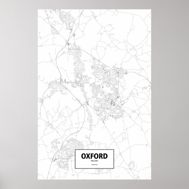 Póster Oxford, Inglaterra (negro sobre blanco) (Frente)