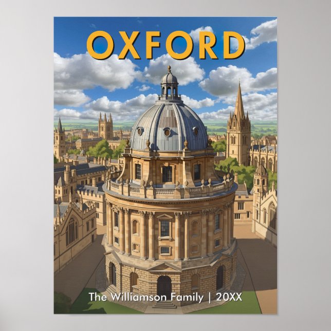 Póster Oxford, Inglaterra - Radcliffe Camera Retro Viajes (Frente)
