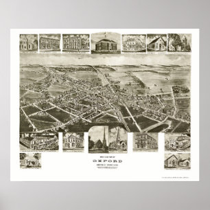 Póster Oxford, mapa panorámico del PA - 1907