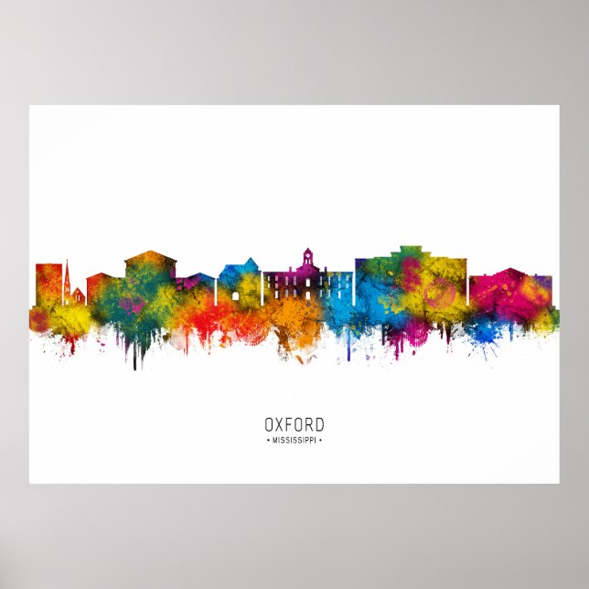 Póster Oxford Mississippi Skyline (Frente)