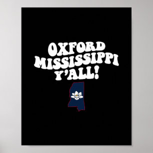 Póster Oxford Mississippi Y'all Ms Vacaciones del Sur