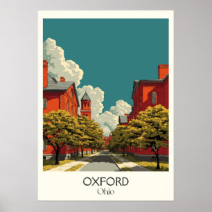Póster Oxford Ohio Miami Universidad RedHawks College Tow
