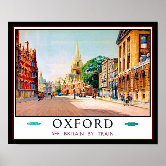 Póster Oxford por afiche de viajes en tren (Frente)