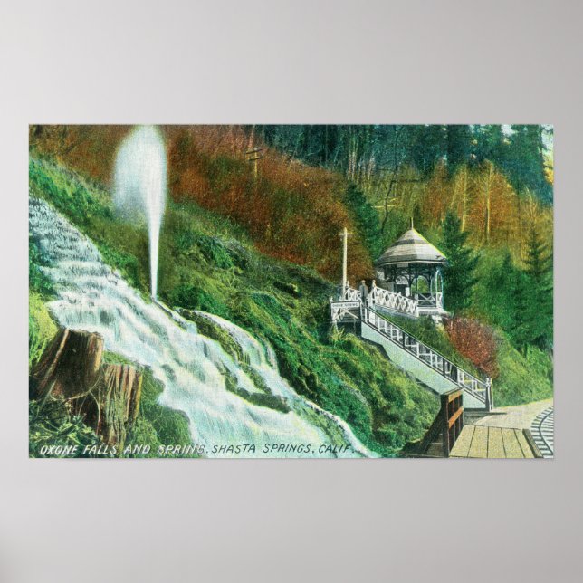 Póster Oxone Falls and Spring ViewShasta Springs, CA (Frente)