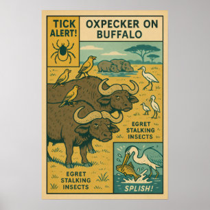 Póster Oxpecker en búfalo - Equipo de control de insectos