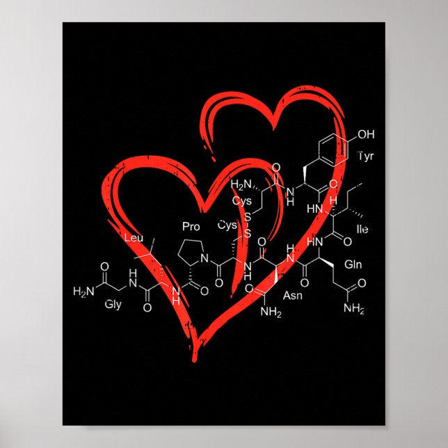 Póster Oxytocin Molecules Heart Love Valentines Day Scien (Frente)
