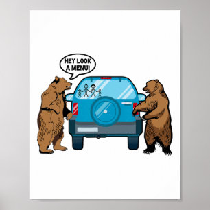 Póster Oye Mira Un Menú Divertido Camping Campista Sender
