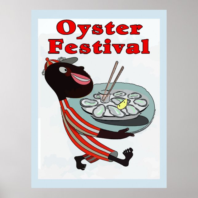 Póster Oyster Festival, camarero vintage (Frente)