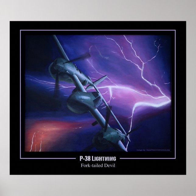 Póster P-38 Poster del diablo Lightning Fork-Tail (Frente)