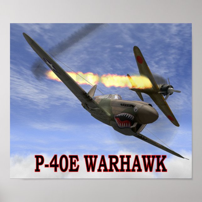 Póster P-40 WARHAWK vs A6M2 POSTER CERO (Frente)