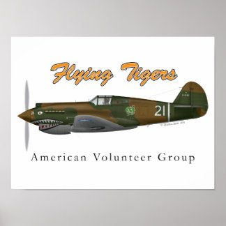 Póster P-40B_AVG "Tigres voladores"