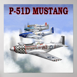 PÓSTER P-51 POSTER DE VUELO MUSTANG