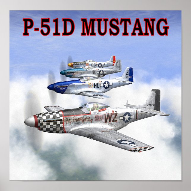 PÓSTER P-51 POSTER DE VUELO MUSTANG (Frente)