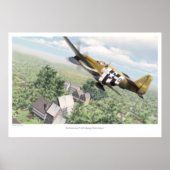 Póster P-51B norteamericano Mustang 'Berlin Express' (Frente)