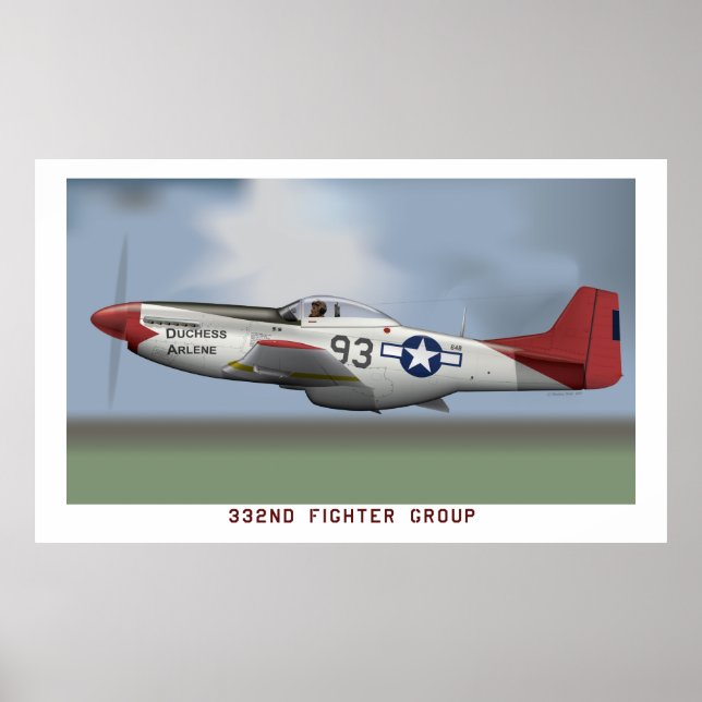 Póster P-51D Mustang del Airmen Tuskegee (332º FG) (Frente)