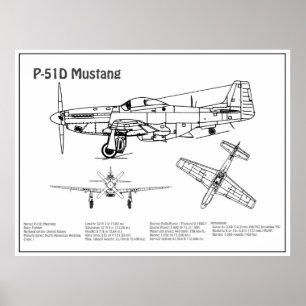 Póster P-51D Mustang - Plano aéreo BD