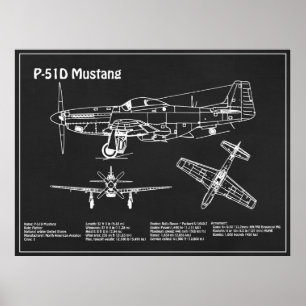 Póster P-51D Mustang - Plano aéreo PD