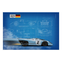Póster P 917 Blue and Orange Blueprint