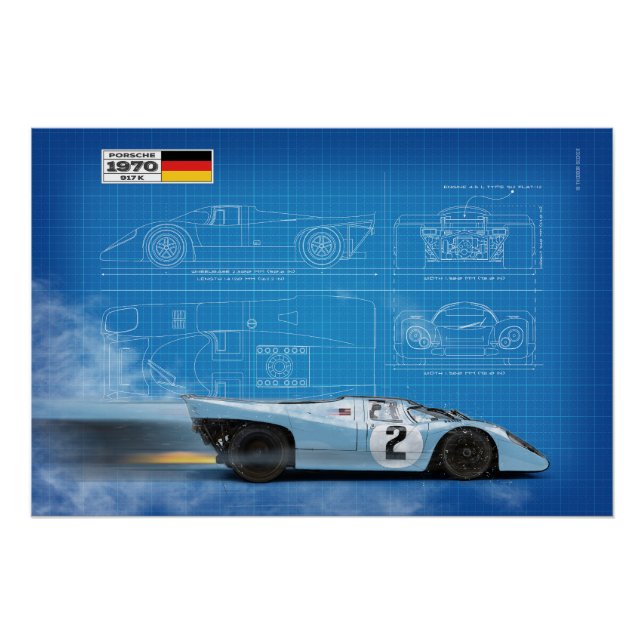 Póster P 917 Blue and Orange Blueprint (Anverso)