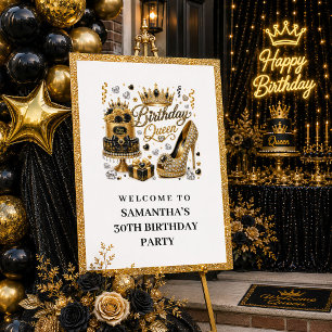 Póster P de Bienvenida a la Reina del Cumpleaños con Bril