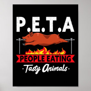 Póster P.e.t.a. Gente comiendo animales desagradables Bbq