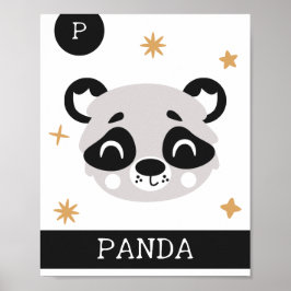 Póster P es para Panda, Nursery, Bedroom, Kids Wall Art