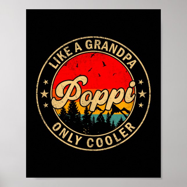 Póster P Like A Grandpa Only Cooler Retro For Papa Grandp (Frente)