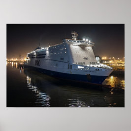 Póster P&O Pride of Hull Ferry por la Noche