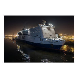 Póster P&O Pride of Hull Ferry por la Noche