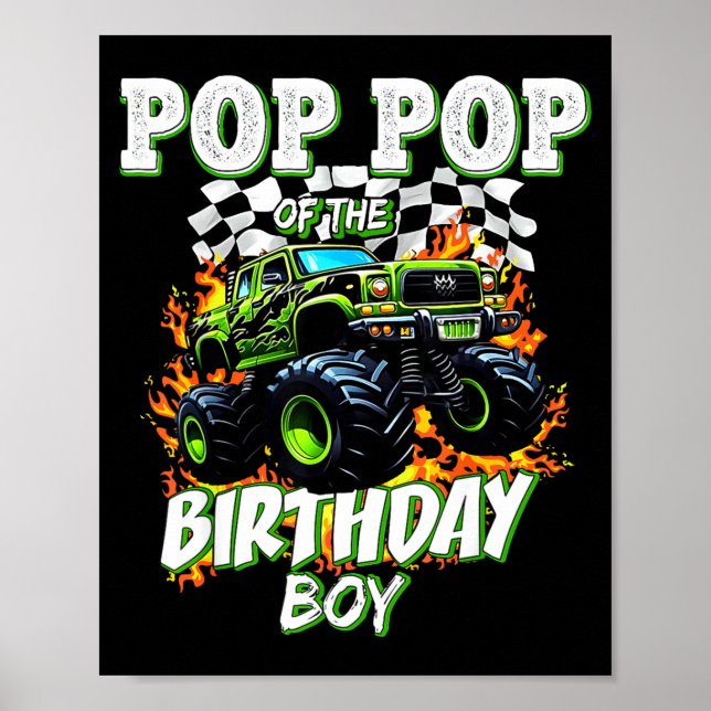 Póster P P Of The Birthday Boy Monster Truck Birthday Kid (Frente)